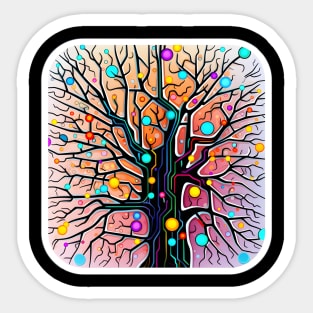 Abstract Neural Network Tree with Vibrant Synapses Sticker